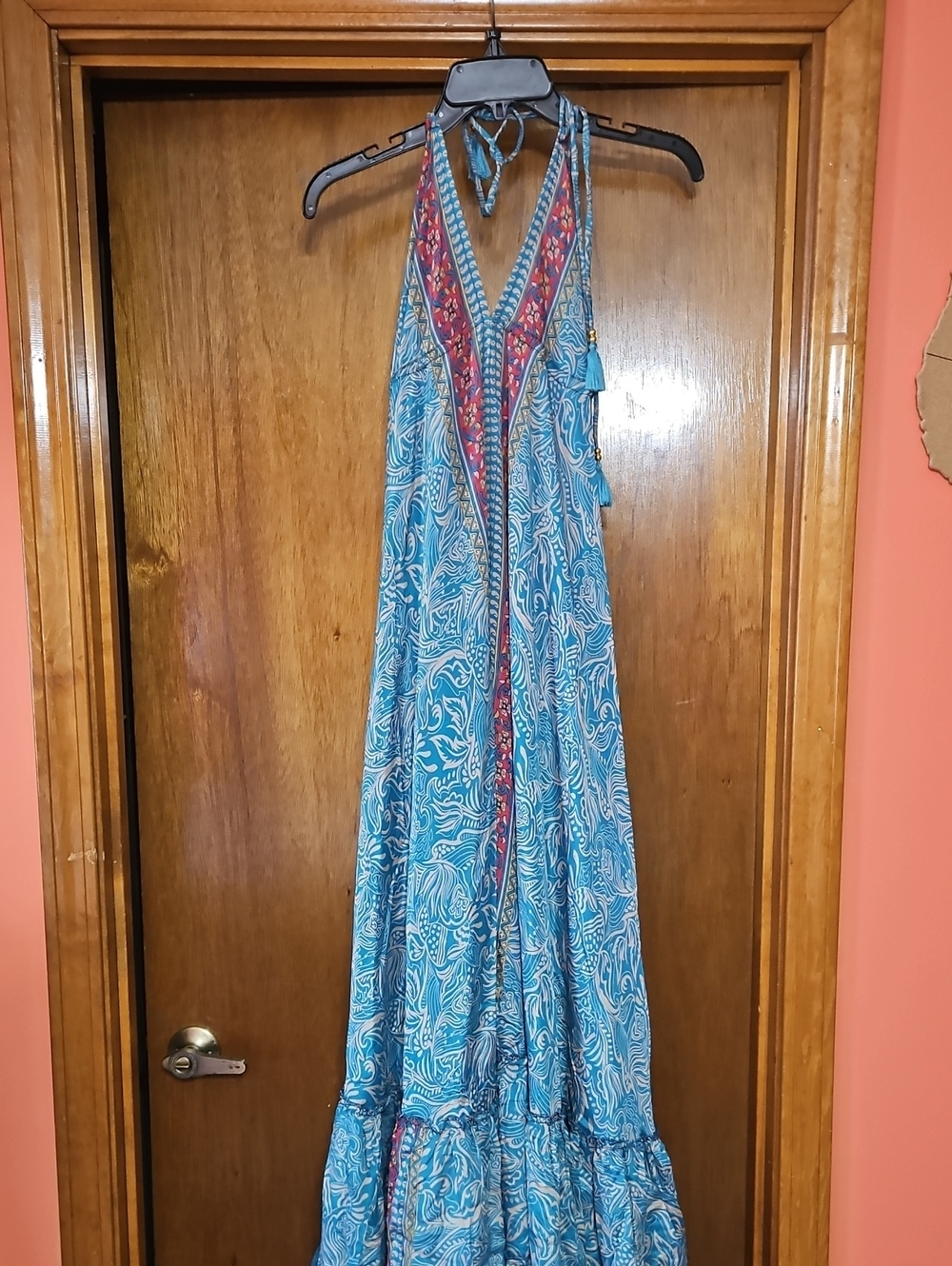 Boho Halter Maxi Dress Womens Large